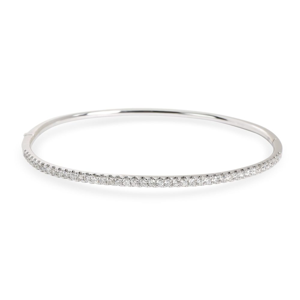Nicole Rose Halfway Diamond Oval Bangle in 18K White Gold 0.75 CTW